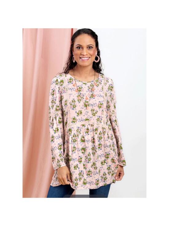 Matilda Jane Tops - NWT Matilda Jane Like A Lady Pink Floral Crochet Tunic Blouse Small